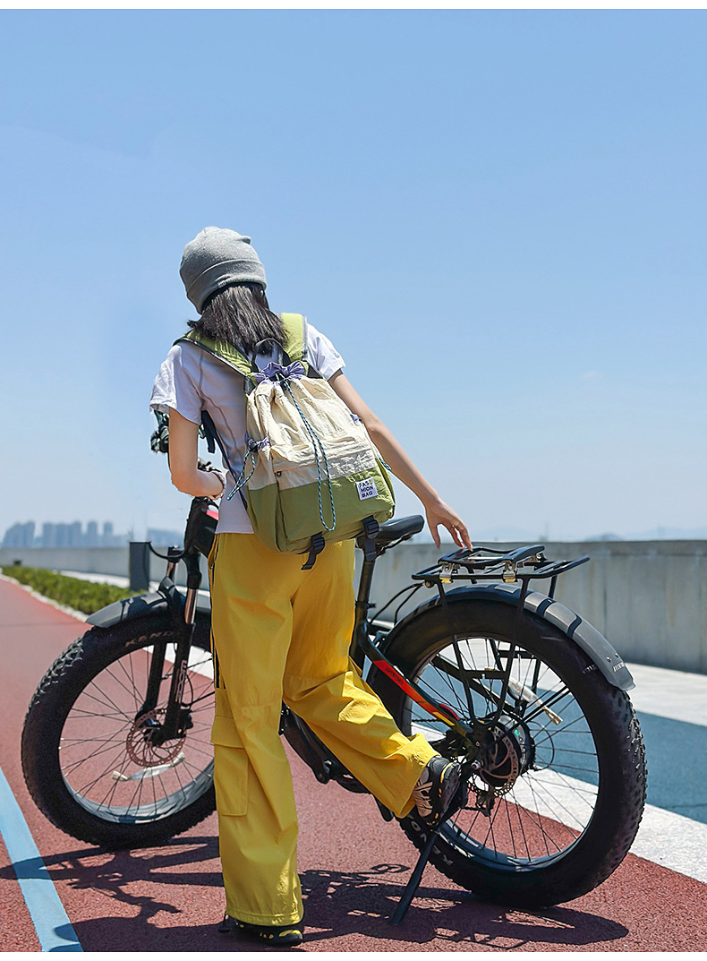 新款束口抽绳双肩包大容量休闲包户外运动登山包超轻量旅行背包详情14