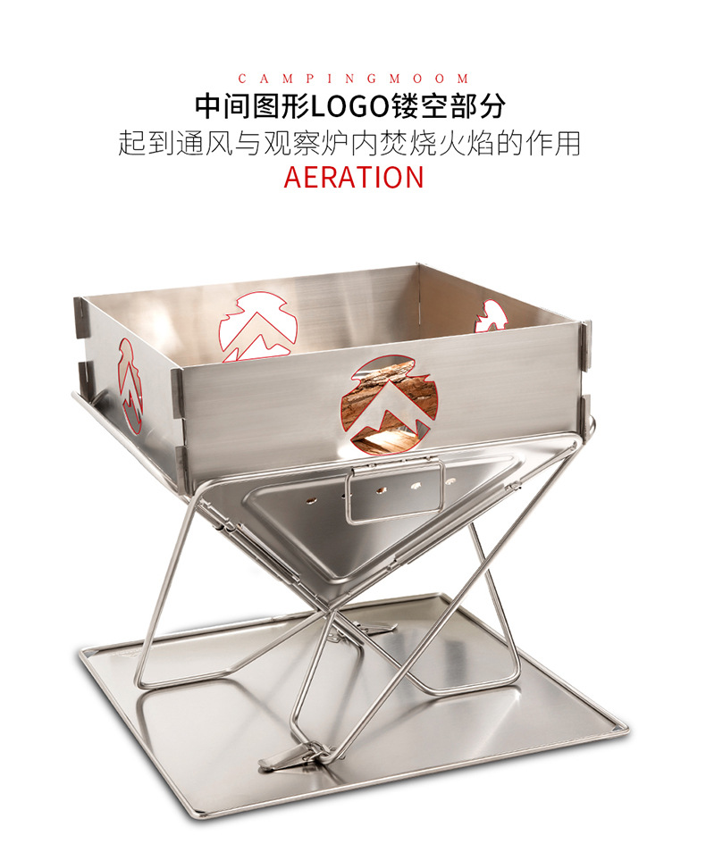 柯曼TKB-360户外野营烧烤架防风板不锈钢中号焚火围板防风圈护板详情6