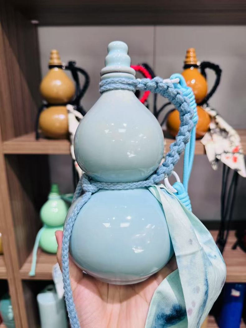 国风茶饮陶瓷葫芦1斤装密封酒壶500ml长安茶壶饮料瓶白酒瓶酒坛详情11