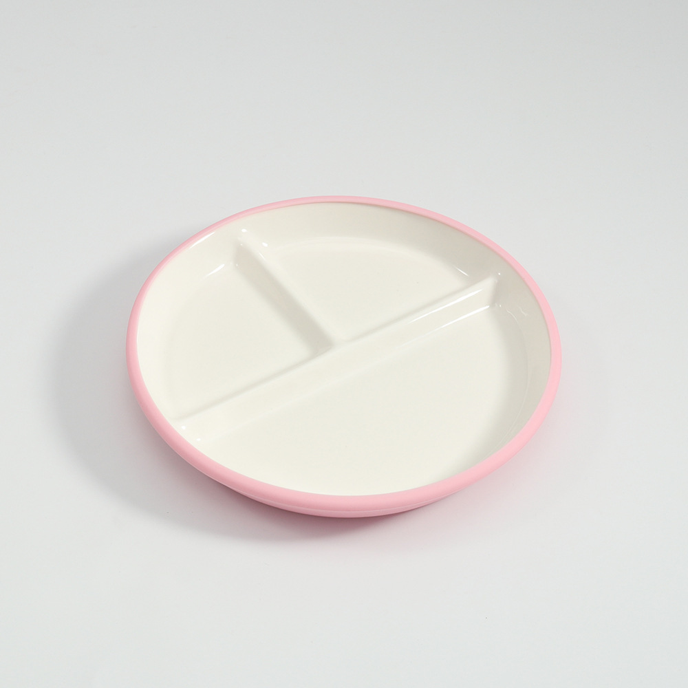 跨境硅胶包陶瓷分格盘分隔盘儿童辅食餐具三格餐盘食堂分餐盘饭盘详情6