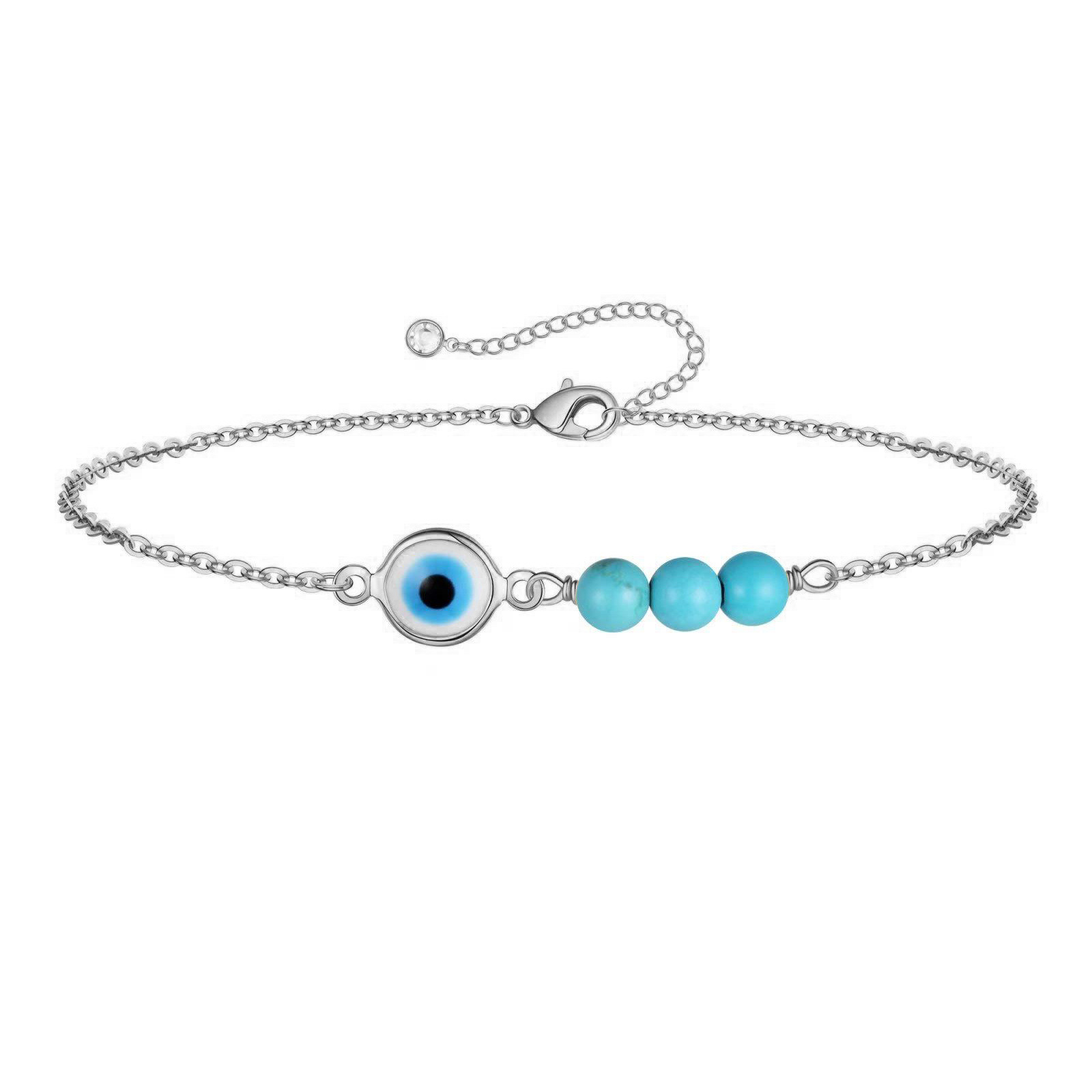 不锈钢滴油眼睛手链恶魔之眼松石手链双层金色热销钛钢手链详情8