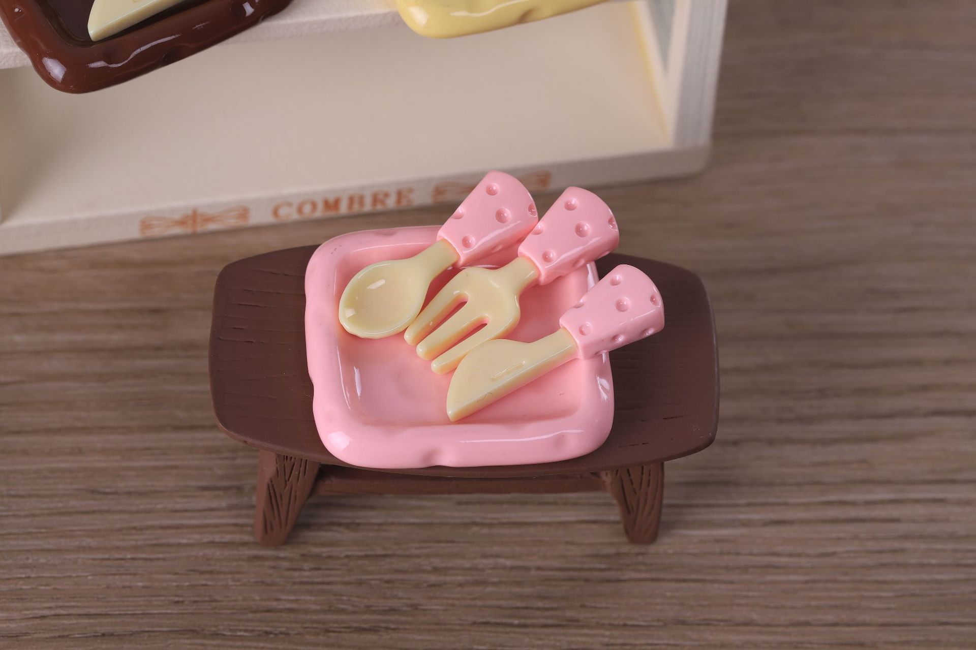 diy simulation food toys, cheese knives, forks, spoons, plates, miniature scene ornaments, keychains, resin jewelry accessories pic 6