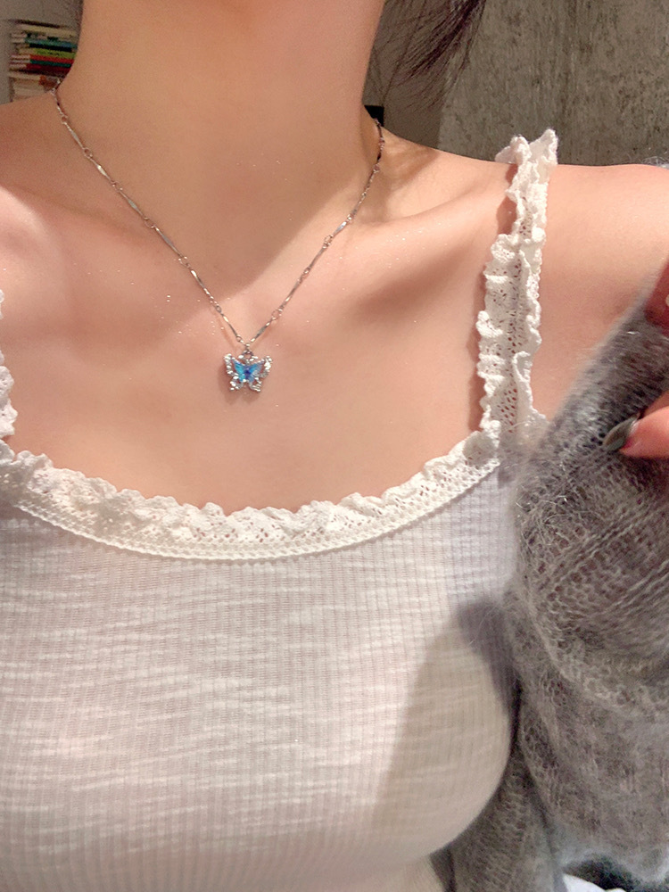 2025小清新夏日清凉双层蝴蝶项链配饰奢小众辣妹choker锁骨链颈链详情12