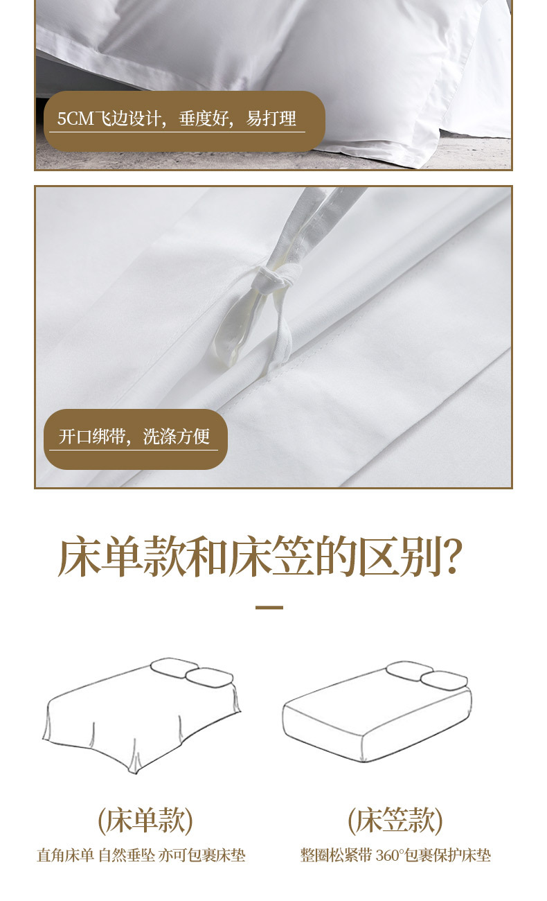 60支纯棉星级酒店四件套被套床品套装家用详情12