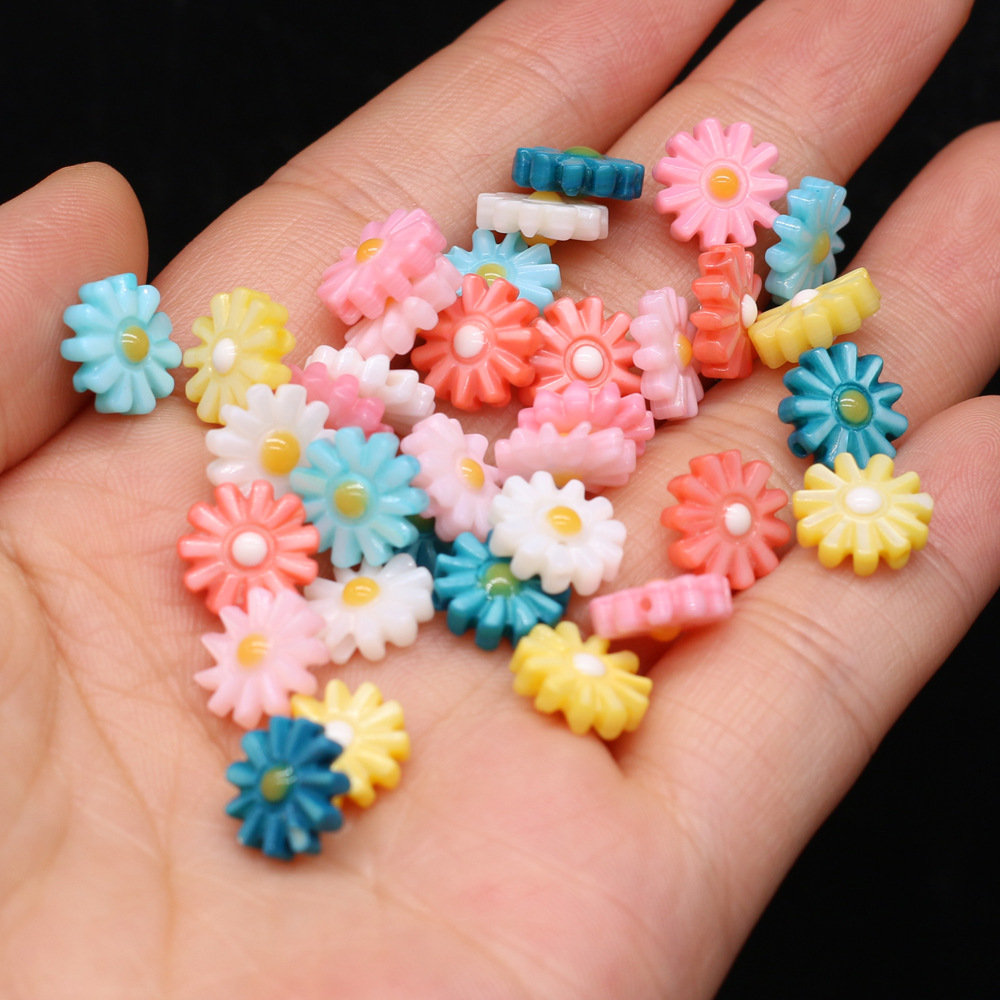 DIY jewelry accessories, natural shell hand-carved sunflowers, multi-color through-hole hairpins, earrings and pendants wholesale pic 38