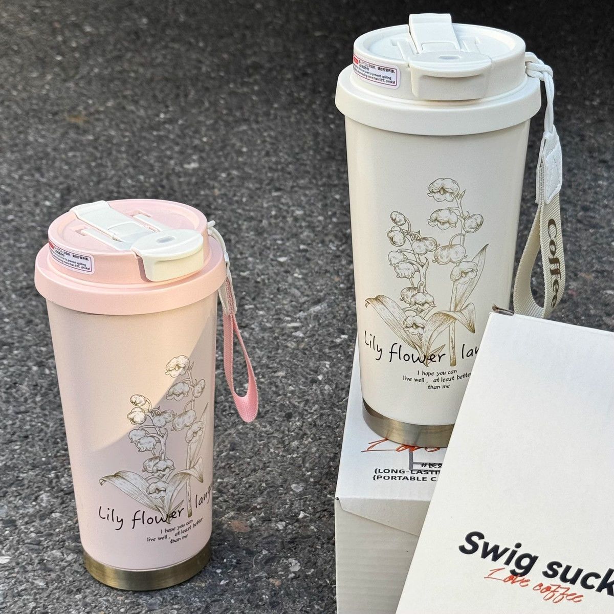 新款铃兰保温杯316不锈钢咖啡杯女生大容量高颜值吸管水杯礼品杯详情13