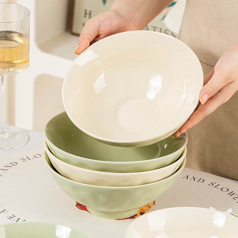 Underglaze cream style ceramic tableware, light luxury home use, high appearance level bowl, plate, vegetable plate DIY combination bowl and chopstick set pic 25