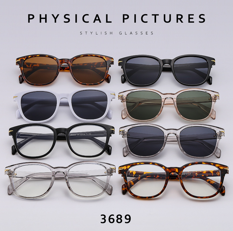 新款韩版太阳镜文艺复古眼镜框黑框近视防蓝光眼镜架椭圆素颜墨镜详情5