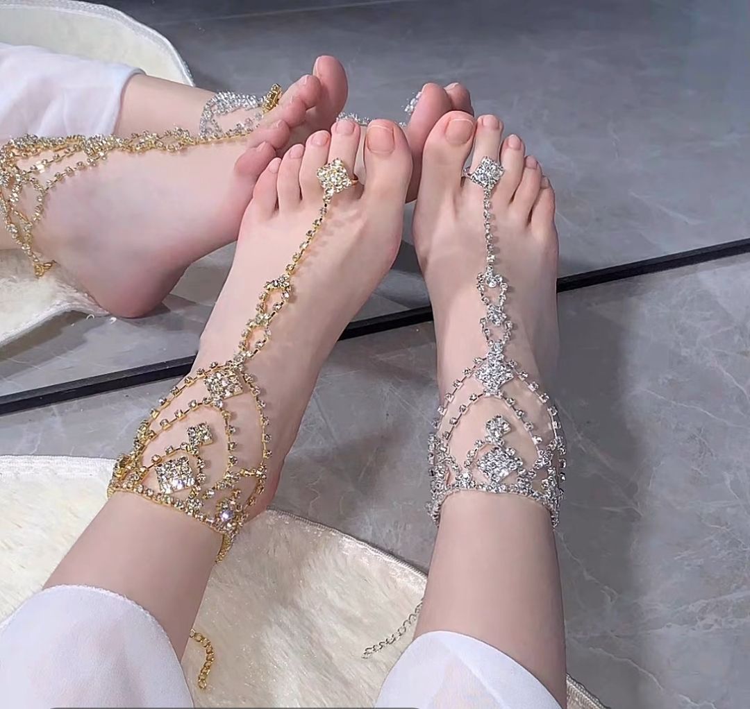 异域风情复古时尚多层流苏脚链女 金属链条脚背链 cos宫 廷风足饰详情2