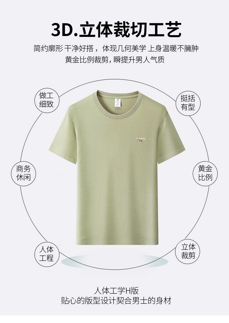 2025夏季新款纯棉t恤男士中年韩版休闲时尚潮流刺绣圆领t恤短袖男详情6
