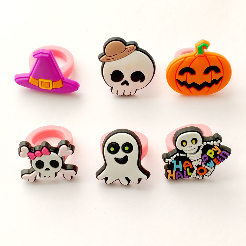 2025新款pvc儿童卡通戒指韩版diy戒子硅胶指环 万圣节节派对戒现详情1