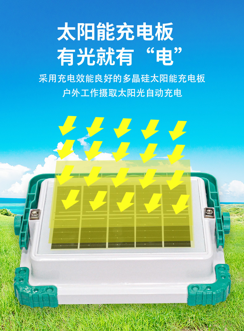 New solar floodlight, portable lamp, outdoor camping lamp, ultra-bright portable household mobile emergency lighting bulb pic 8