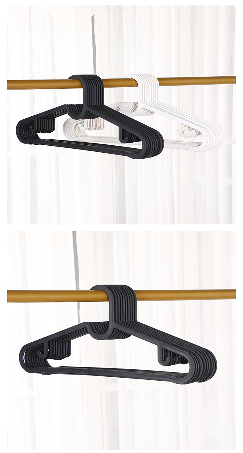 10个装黑白衣架批发加粗款防滑无痕酒店服装店衣架宿舍家用衣服挂详情10