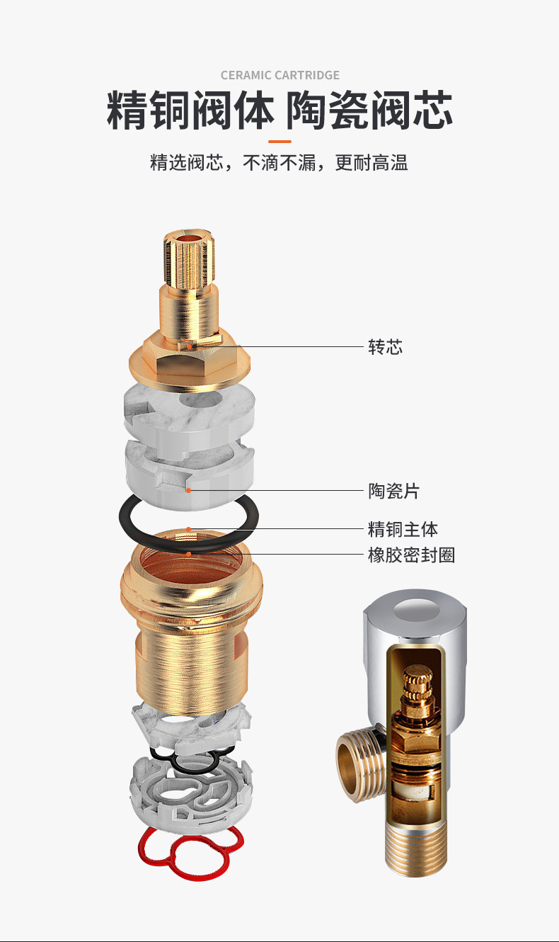 Angle valve submersible plus and minus wheel Angle valve, all-copper pure copper boat cold and hot universal water valve, thickened toilet companion triangle valve pic 8