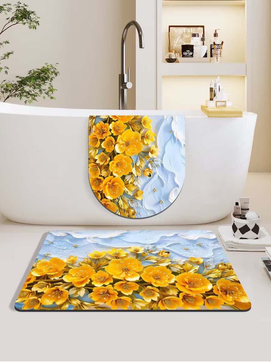 膨胀风3D油画浴室垫家用卫生间进门吸水地垫防滑硅藻泥地垫厕所垫详情14