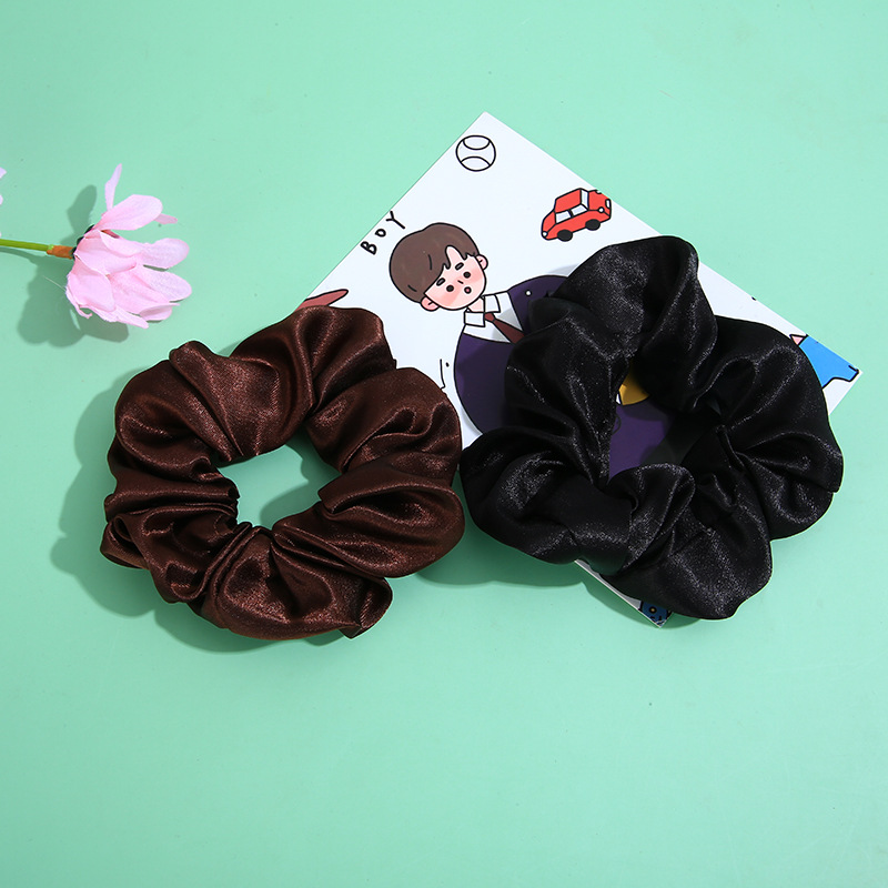 Wholesale of 6 colors of European and American cross-border simple and elegant colored fabric large intestine rings, hair rings, solid color fabric rings, hair ties and headwear pic 4