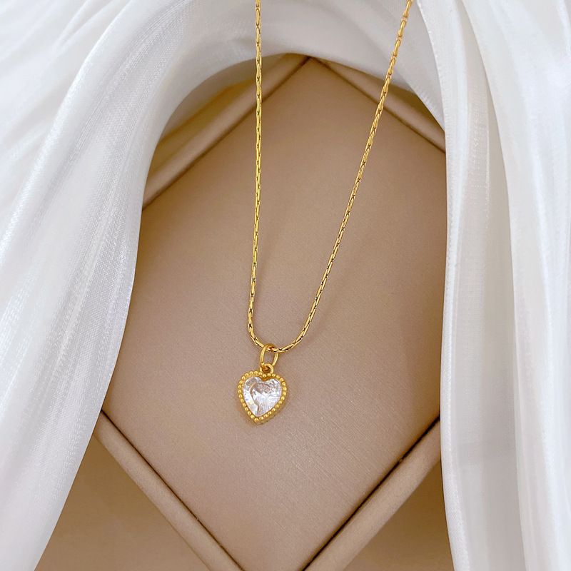 【通体钛钢】爱心不锈钢极简炉内真金项链女ins网红锁骨链配饰品详情8