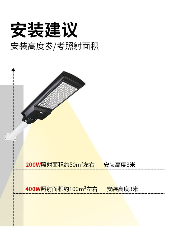 跨境太阳能灯 户外庭院灯新农村家用院子照明灯防水LED一体道路灯详情22