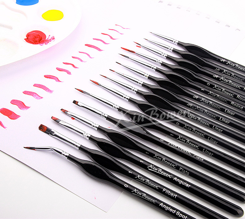 欣博文跨境尼龙毛画笔布袋塑料桶便携儿童diy水彩笔绘画描边油画勾线笔详情1