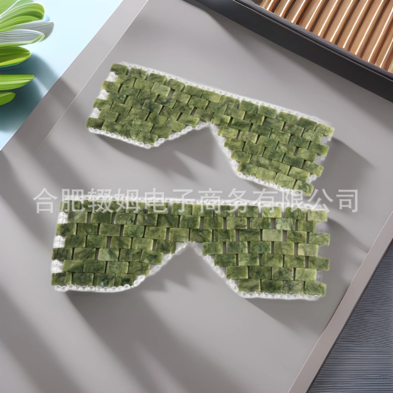 玉石按摩面部护理眼罩岫岩绿风玉软枣玉面部玉石眼帘手工编织跨境源头工厂详情19