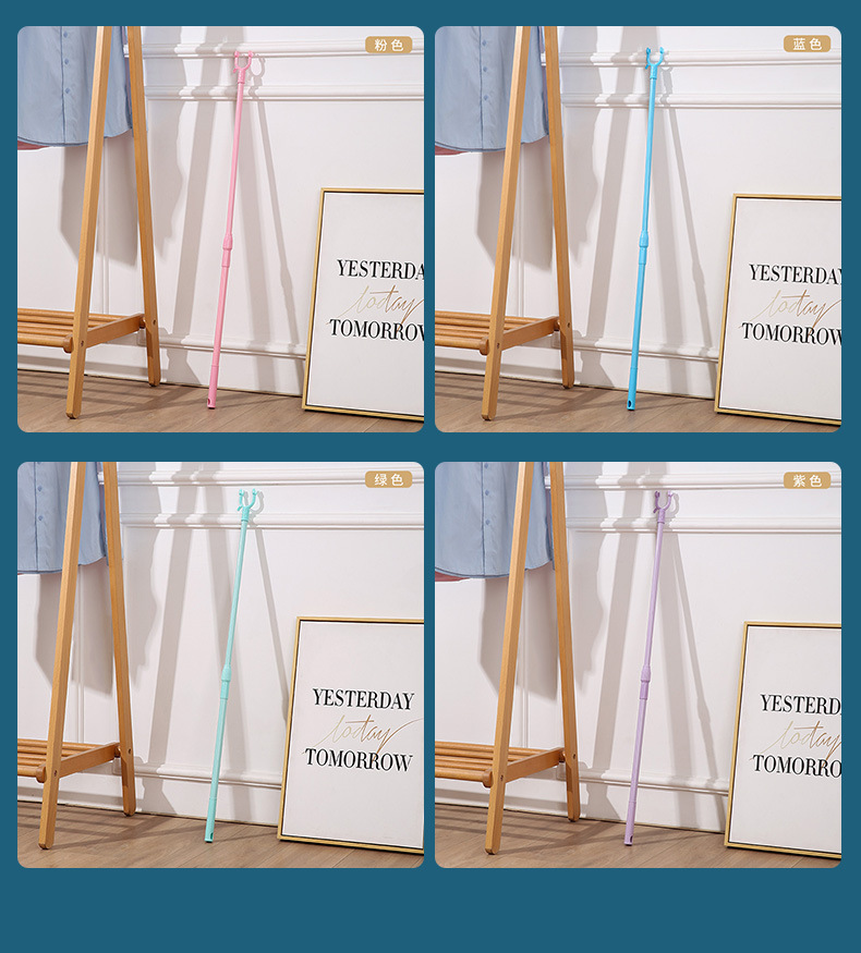 Retractable clothes drying fork, balcony clothes fork, PP clothes drying pole, portable clothes support pole, clothes fork, solid color plastic steel clothes pole wholesale pic 11