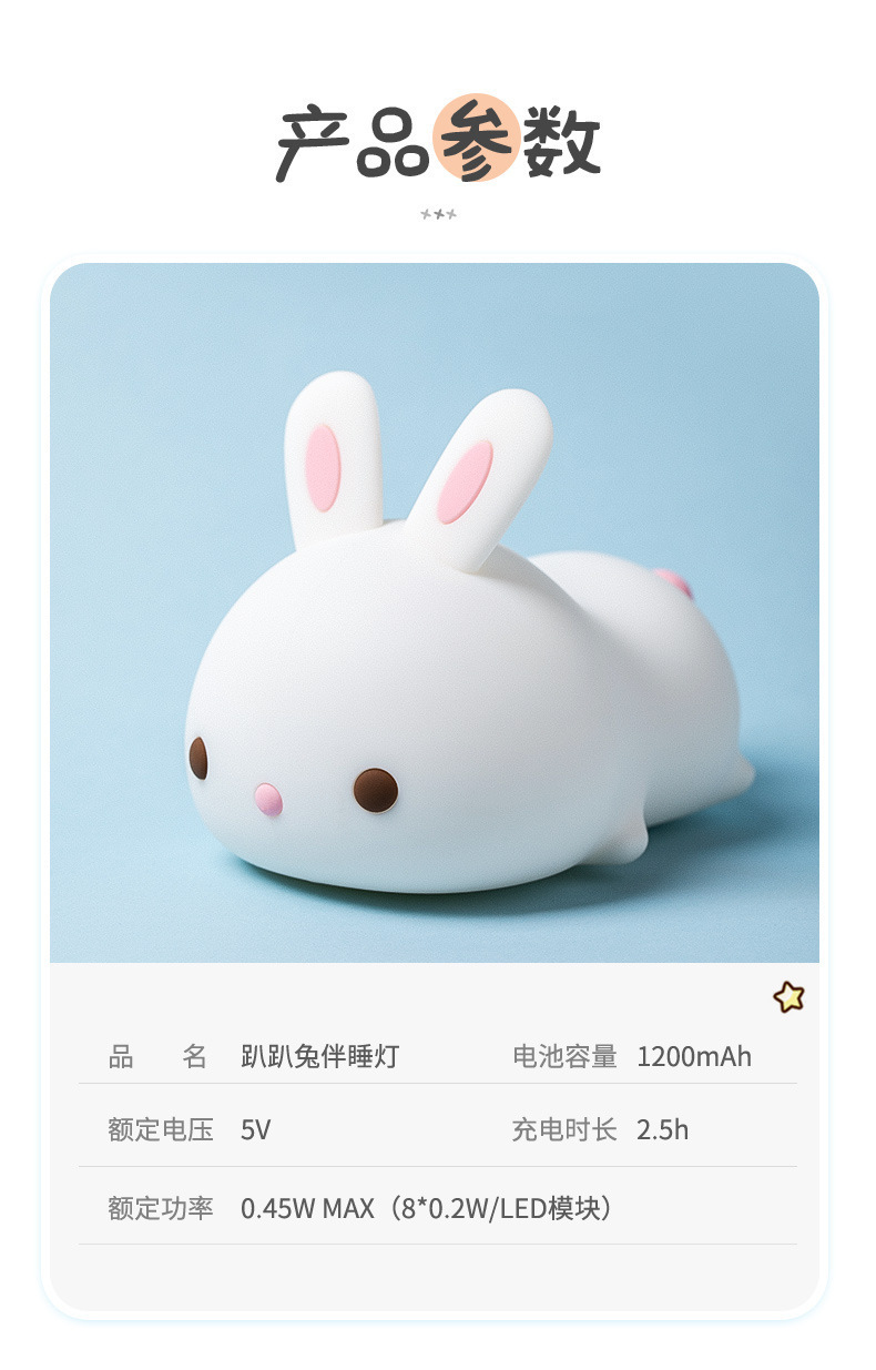 兔子拍拍灯卡通硅胶网红爆款小夜灯卧室床头伴睡高级感氛围灯台灯详情14