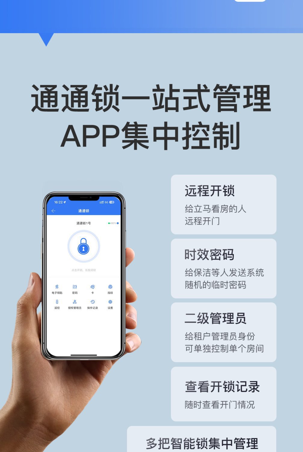 Colorful Tongtong Lock: Homestay, hotel, Apartment, card-swiping, Bluetooth Smart Door, anti-theft Door, Fingerprint and Password Lock for rent pic 5