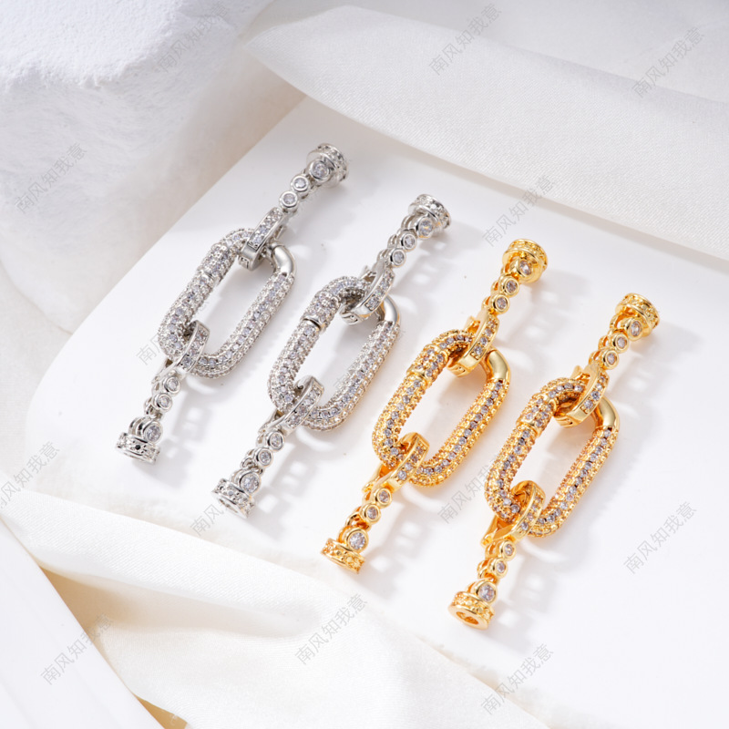 Pearl necklace buckle chain, full zirconium heavy industry handcrafted end buckle, connecting buckle, mother-and-child buckle, sweater chain diy accessories pic 7