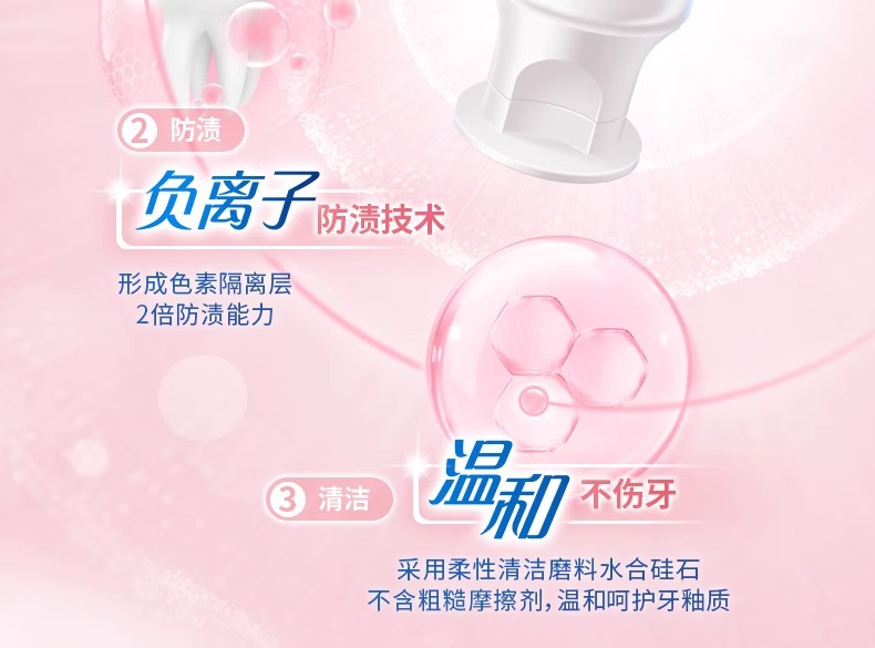 冷酸灵牙膏光感美白去啧含氟防蛀抗过敏水蜜桃味仙萃白桃140G详情6