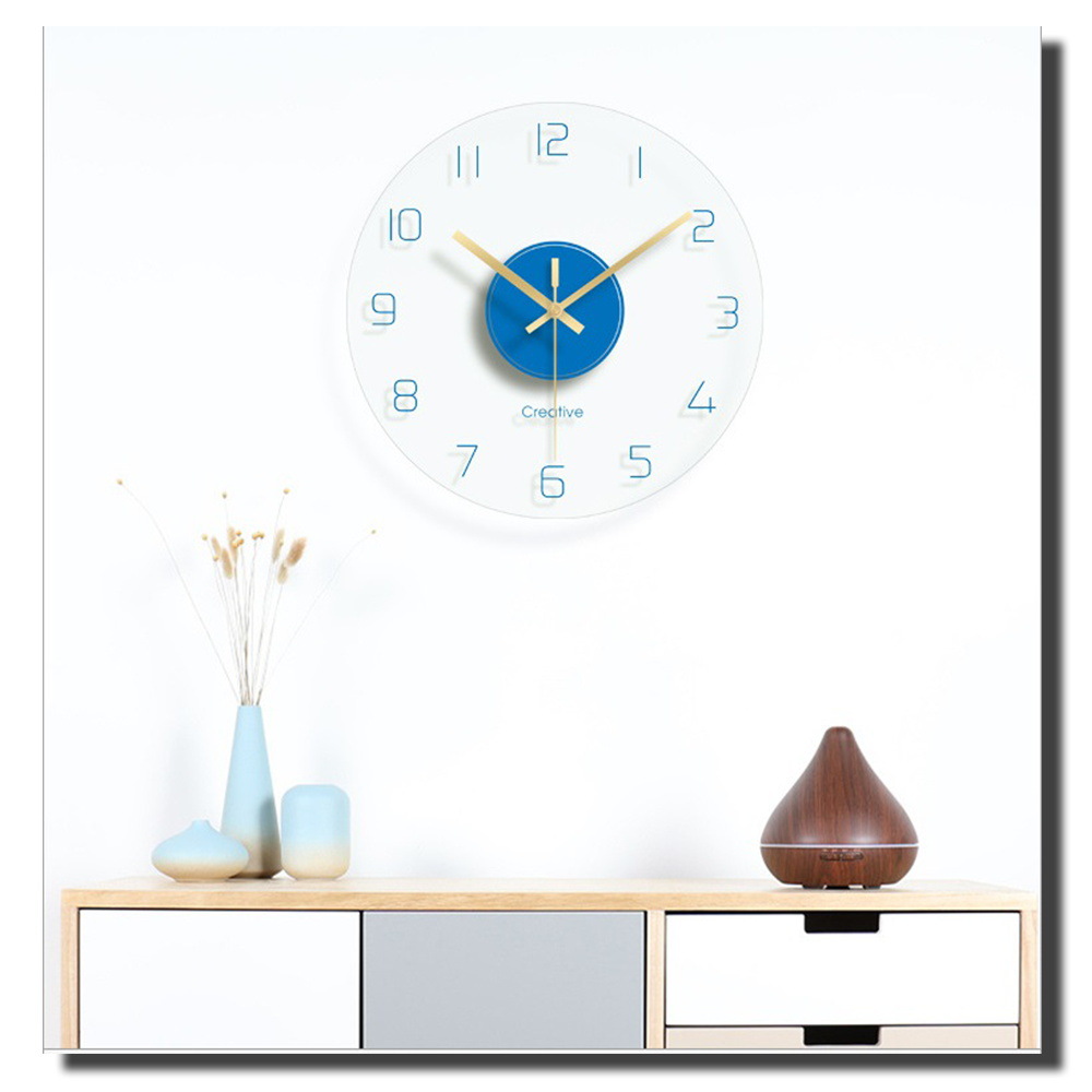 Nordic digital living room home transparent tempered glass silent clock, personalized, fashionable and artistic home decoration wall clock pic 10