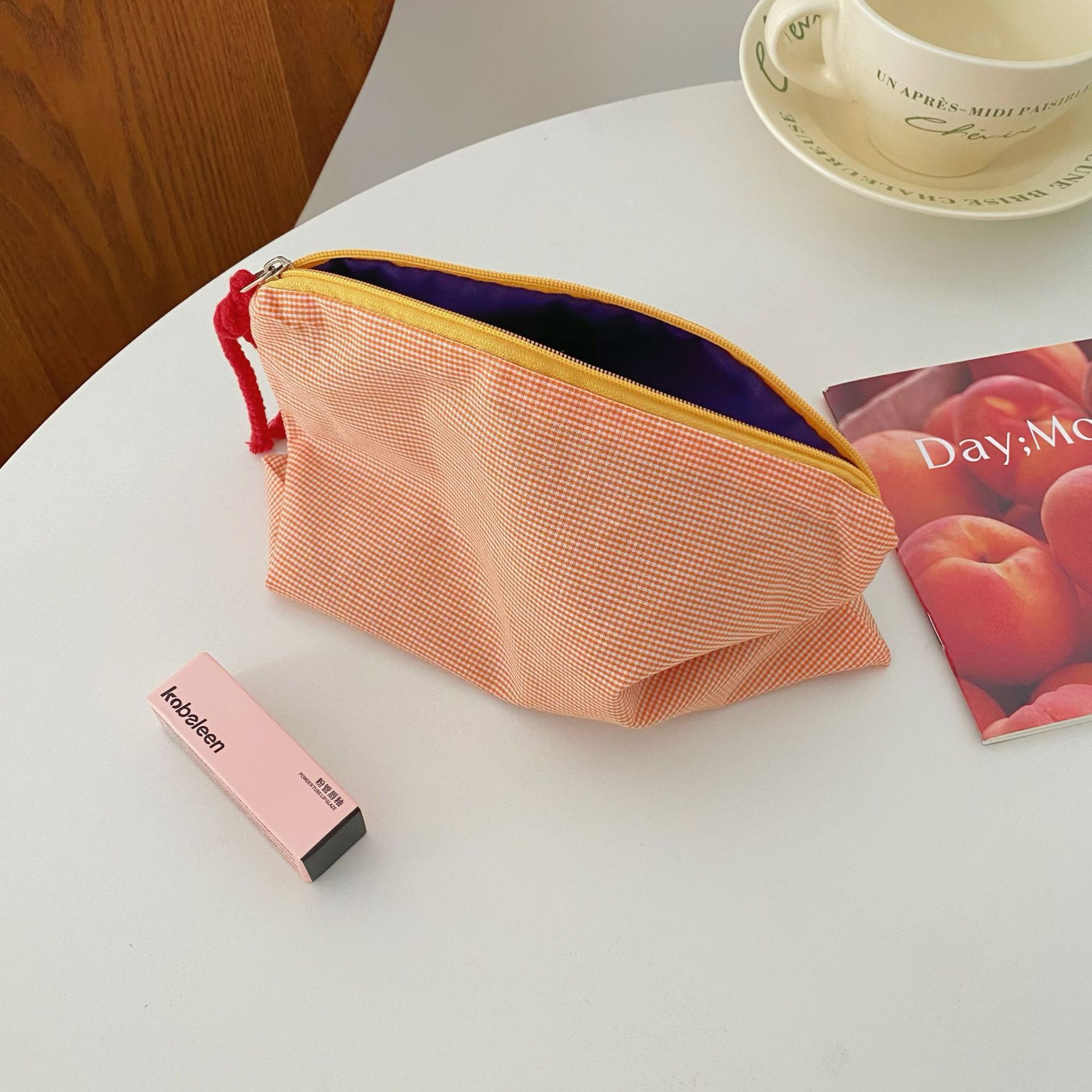 大容量撞色格子包化妆包女ins风便携化妆品收纳袋护肤品洗漱收纳详情8