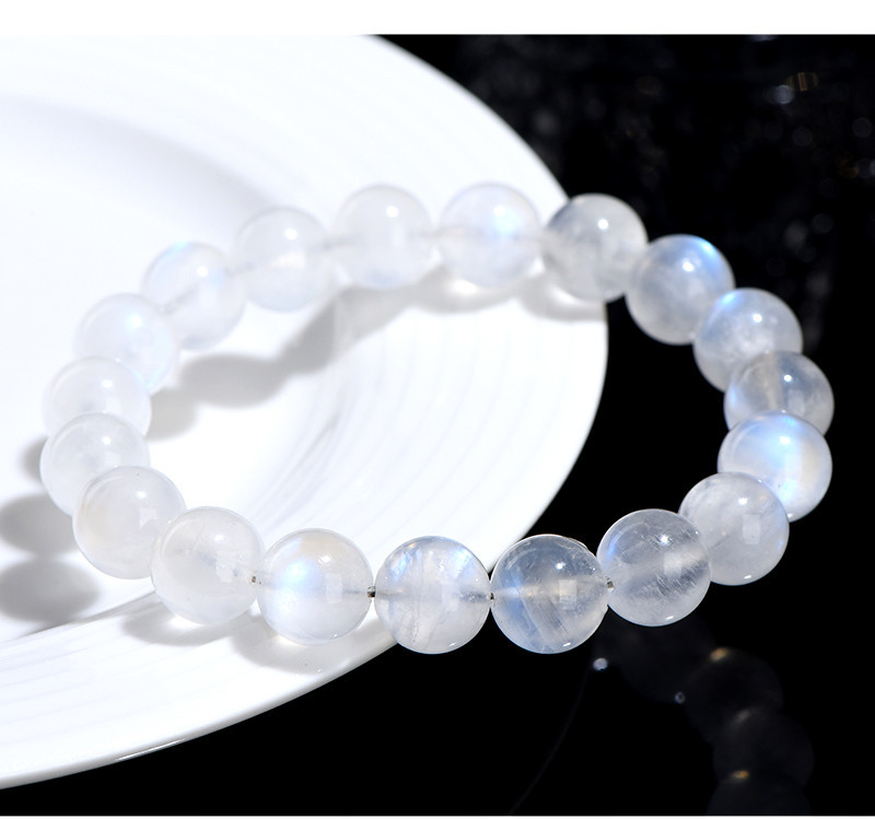 久雅水晶 天然奶油体蓝月光手链 清新蓝色月光石手链 厂家直销详情16