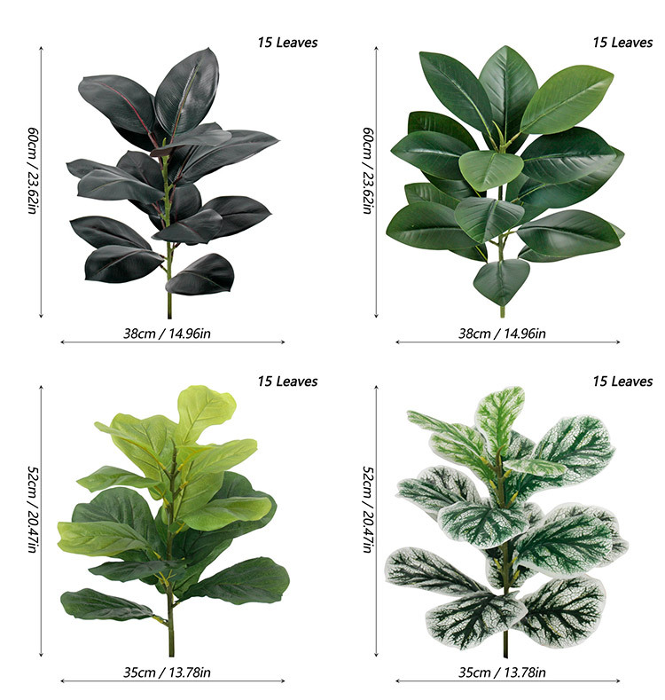 Simulated green plants, magnolia branches, black diamond rubber trees, Ficus lyrata, green decoration, garden landscaping, living room table ornaments pic 1