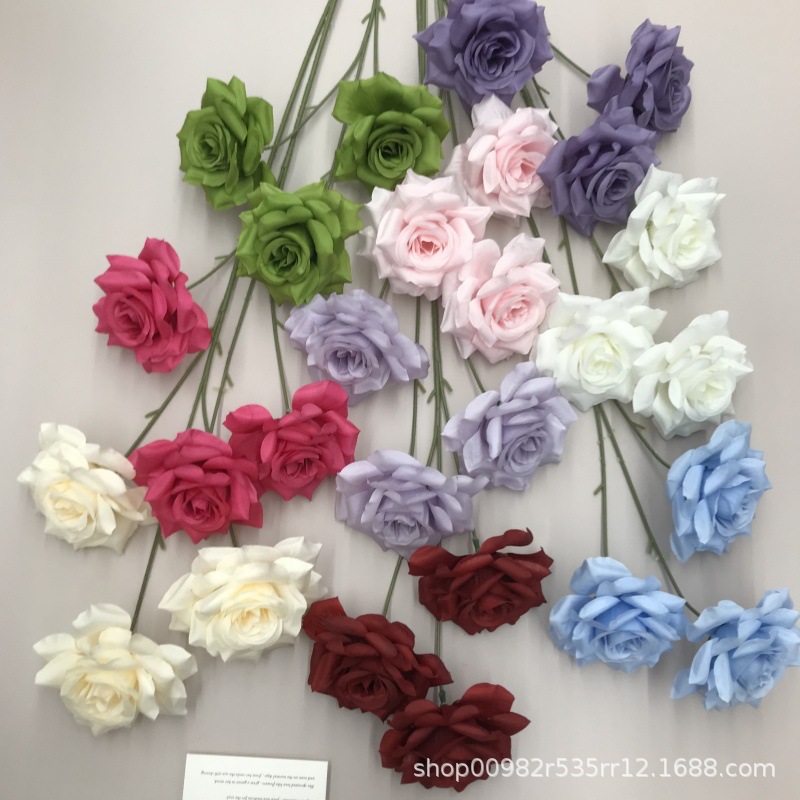 婚庆仿真3头钻石玫瑰花绢布家居软装摆件假花婚礼堂路引插花排束详情4