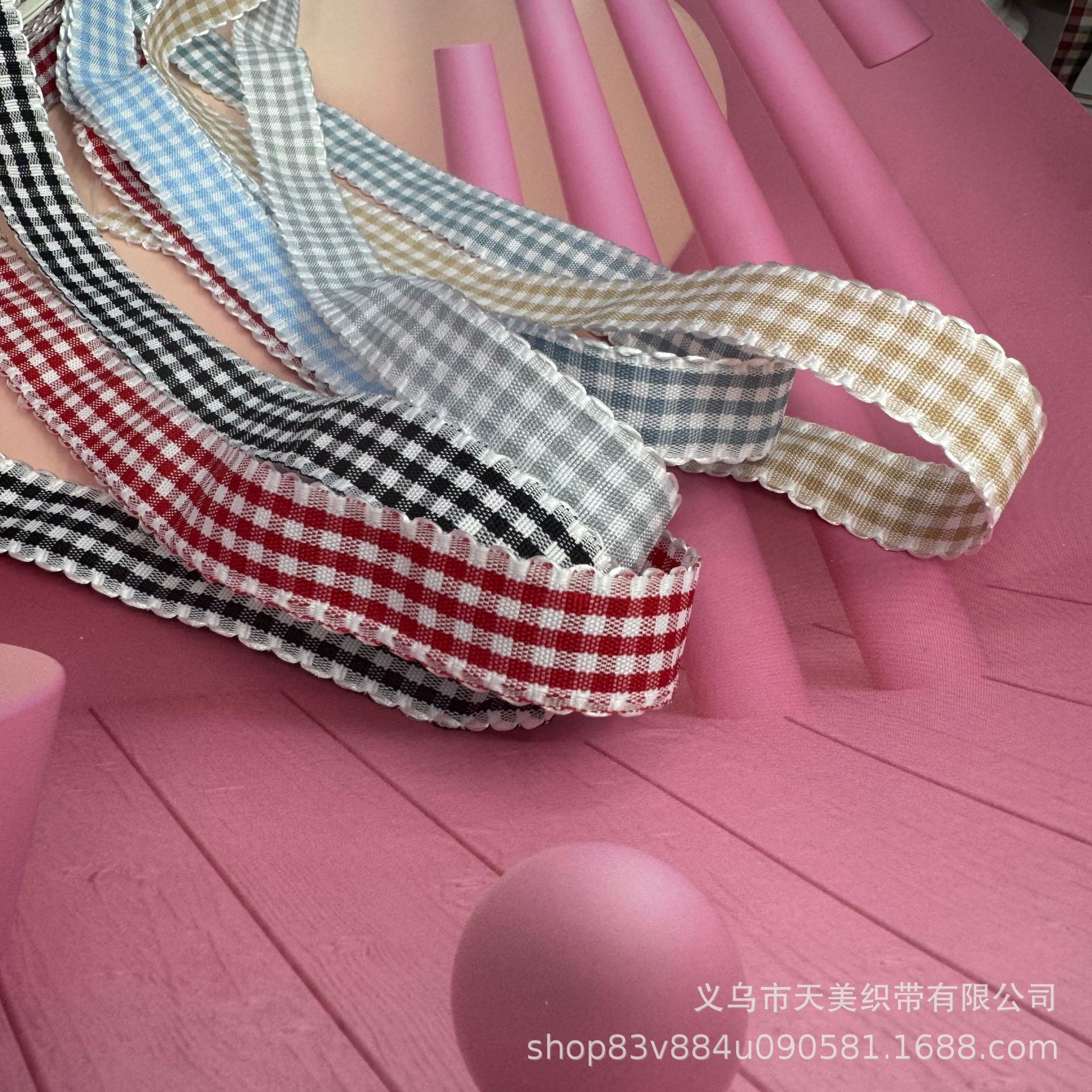 Black fungus edge checkered tape 1-4 cm wide wavy macaron colorful woven tape for cake baking DIY colorful checkered tape pic 4