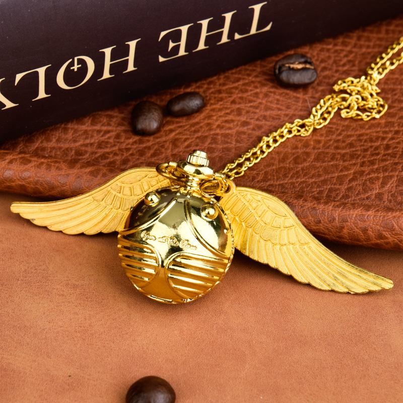 Small golden blue ball pocket watch with golden small light ball and large wings manufacturer wholesale 8890 pic 5