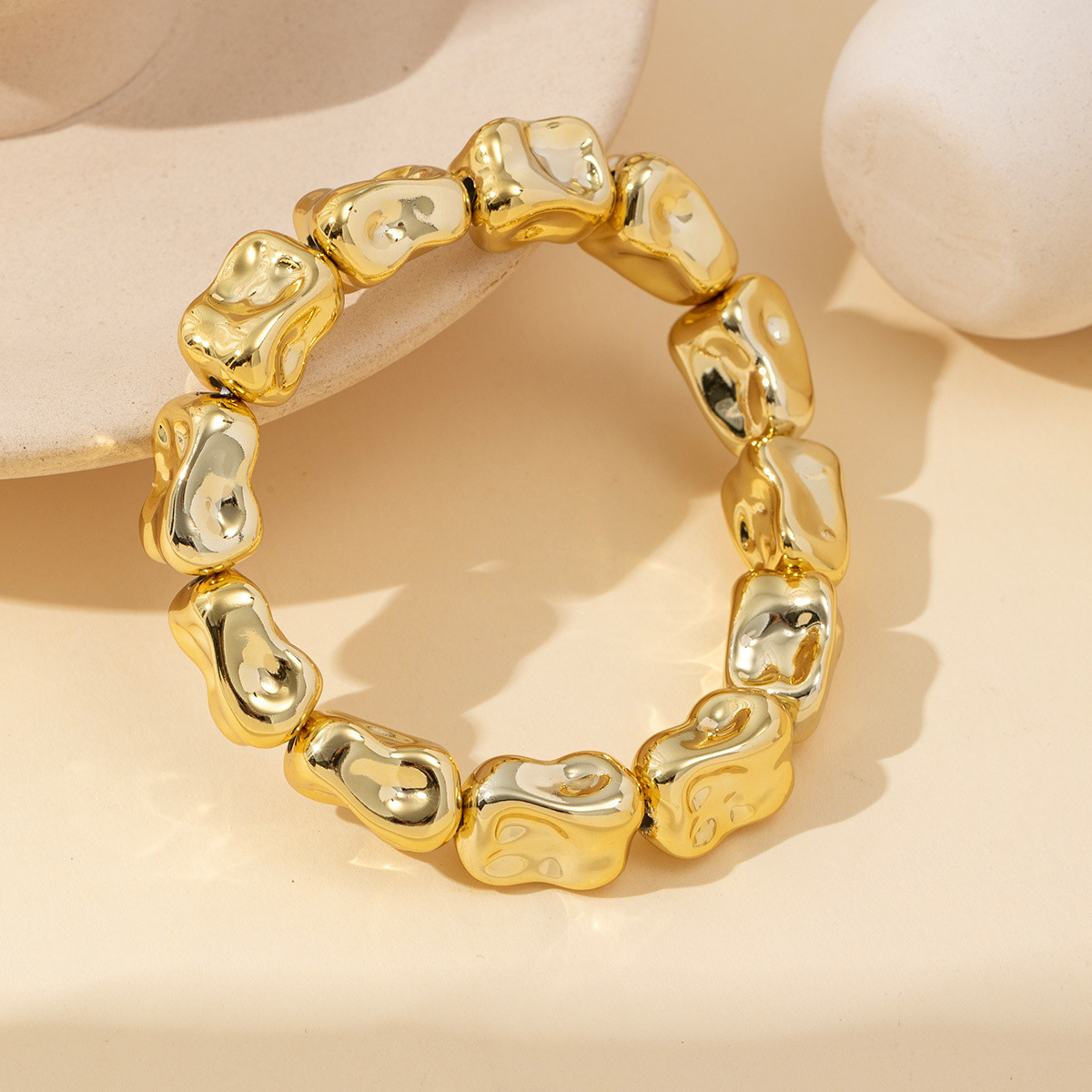 Factory direct sales of cross-border best-selling irregular gold-plated CCB bracelets, fashionable and personalized jewelry, wholesale of European and American accessories pic 5