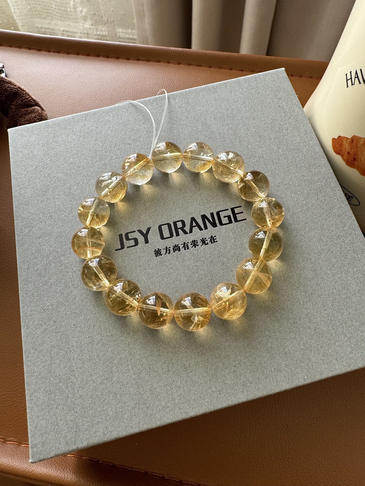 JSY【星汉灿烂】原创天然阿赛斯特莱黄水晶手串招财运礼物高级感详情8