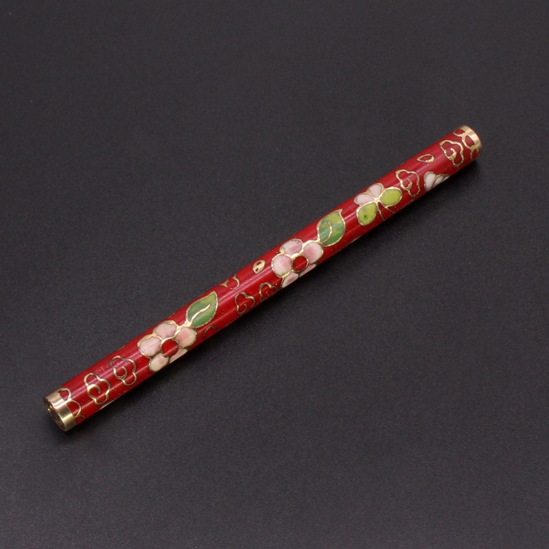 Beijing Cloisonne classical Culture Ethnic style writing brush decorative accessories copper base mechanism enamel writing brush shaft pic 6