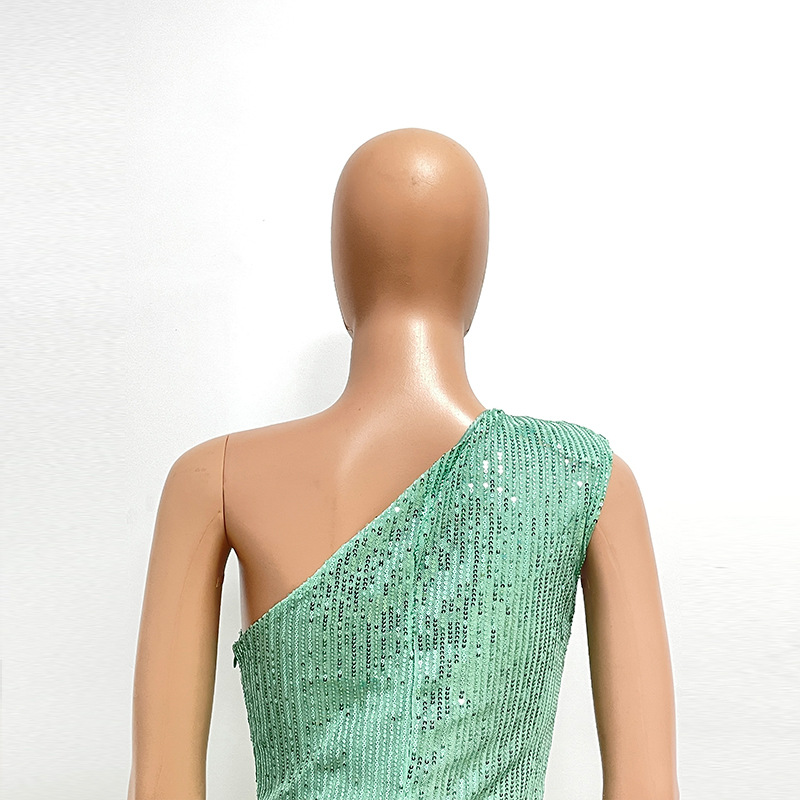 新中式无袖连体衣独立站夏季单肩亮片连体裤女批发详情68