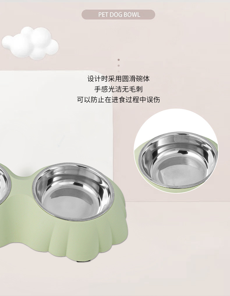 Flower stainless steel pet double bowl, pet stainless steel dog bowl, pet cat and dog basin pic 4