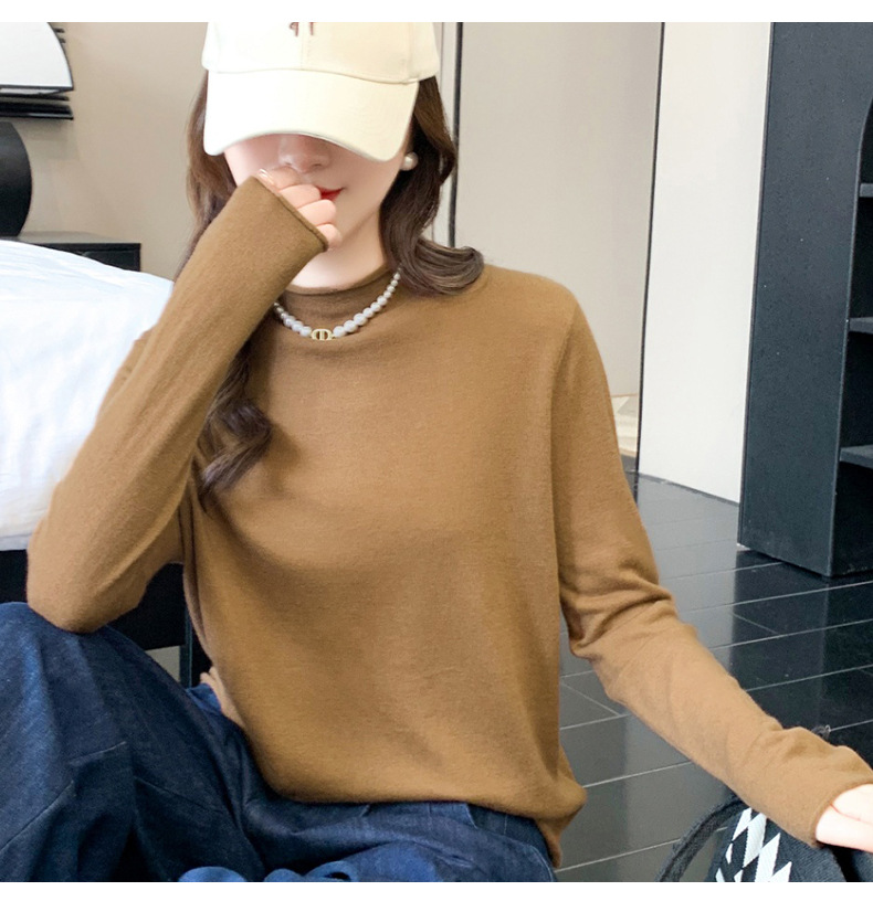 半高领软糯羊毛针织衫女洋气2024春秋新款修身气质内搭纯色打底衫详情13