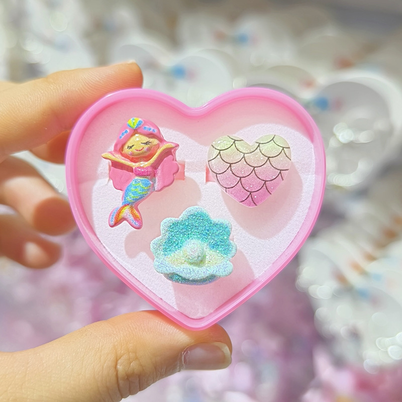 【可以】新品卡通戒指3支套装可爱公主宝石戒指玩具儿童戒指批发详情23