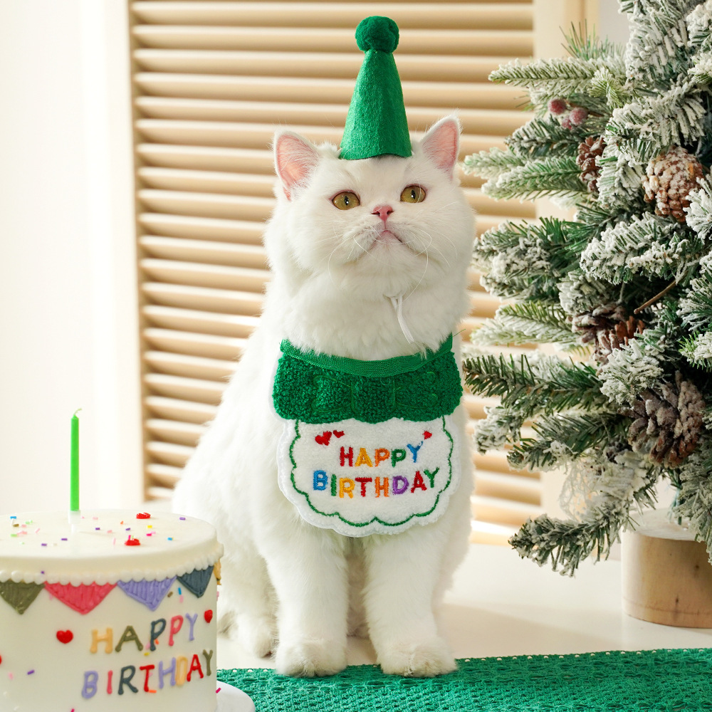 跨境宠物狗狗猫咪生日装扮围兜派对用品口水巾毛毡帽子厂家直销详情9