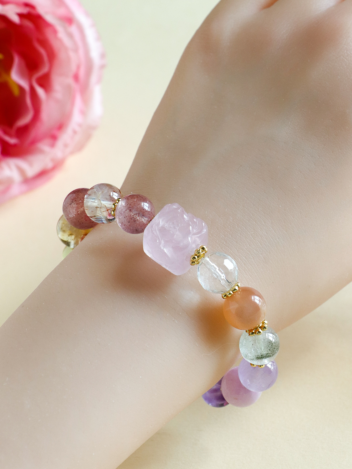 九尾狐方糖多宝紫水晶串珠手链女时尚高级感海蓝宝手串首饰批发详情35