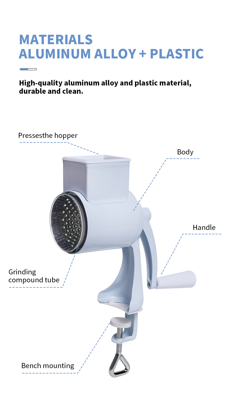 Cross-border Amazon hand-cranked peanut grinder, cheese shred, nut grinder, multi-functional drum grinder pic 11