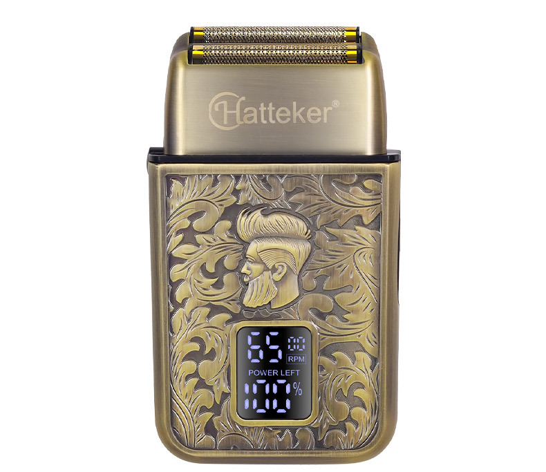 Hatteker复古电动剃须刀往复式双刀刮胡刀三档调金属剃发廊增白器详情12