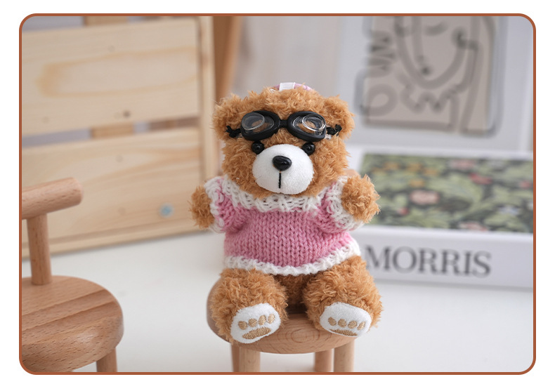 Cute internet-famous dress-up sweater, swimming goggles, exquisite cartoon dress-up bear, plush toy, bear bag and pendant pic 12