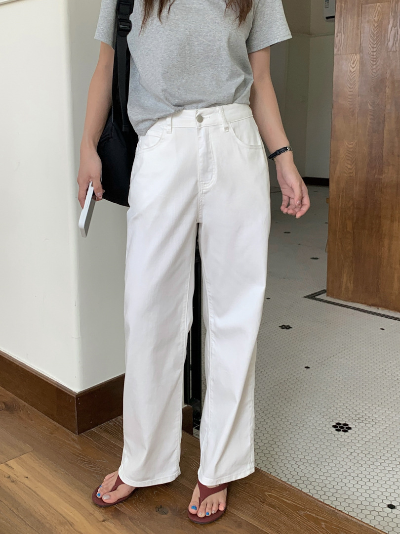 GAGD汉麻天丝高腰直筒牛仔裤女夏弹力显瘦宽松小个子直筒九分裤详情7