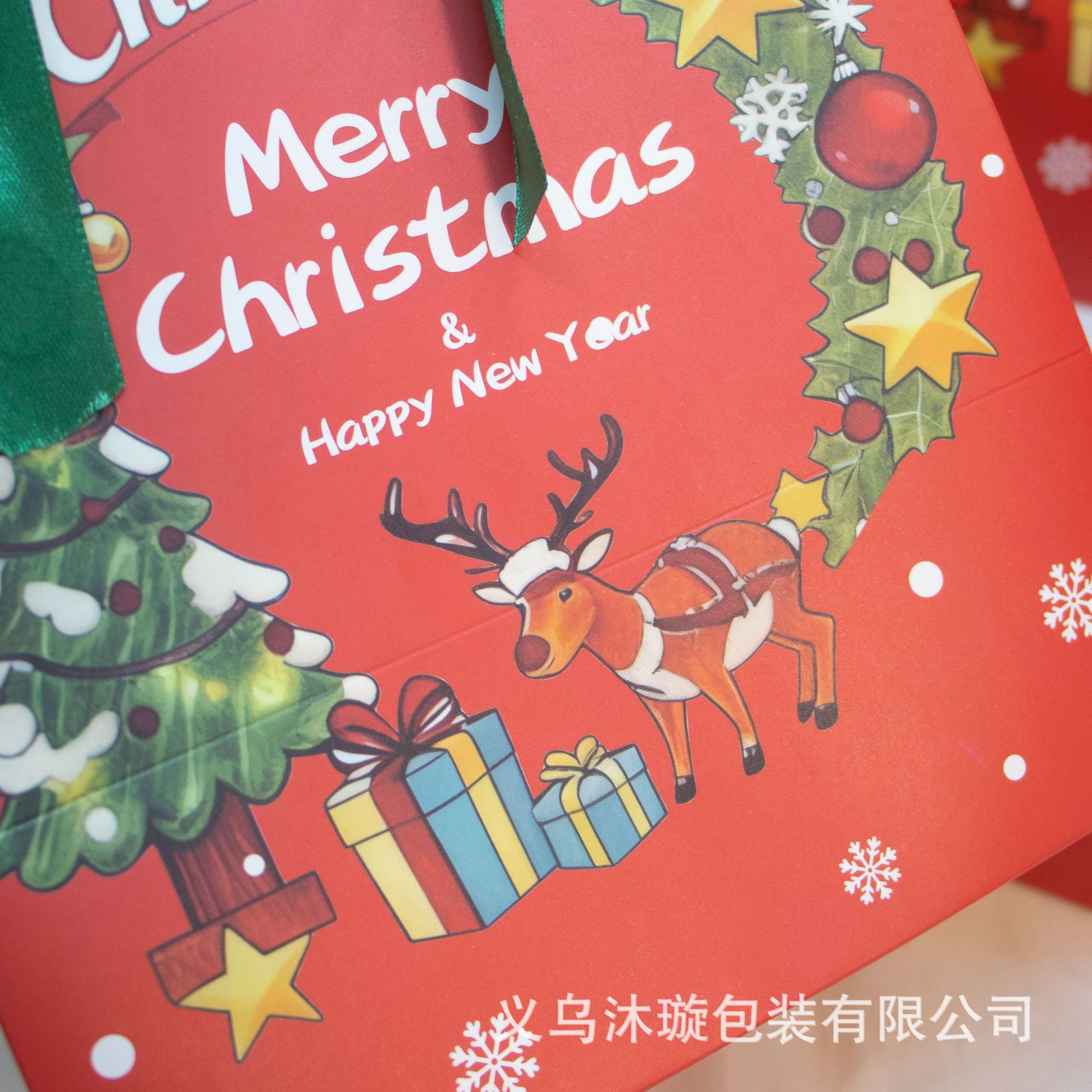 圣诞节礼物袋纸袋平安夜苹果花束礼品包装袋蝴蝶丝带手提袋礼品袋详情13